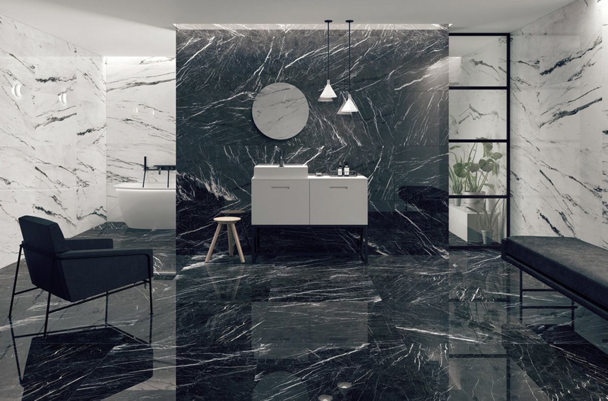 34+ Luxury Ceramic Tiles Bathroom - Decortez | Ceramic tile bathrooms, Marble floor, Black marble floor