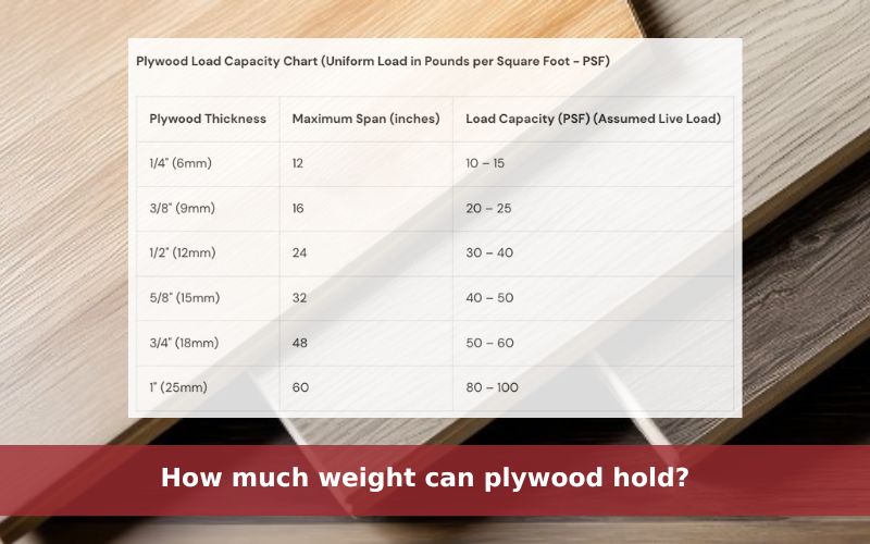 How much weight can plywood hold? Plywood load capacity chart - Vinawood Vietnam Plywood